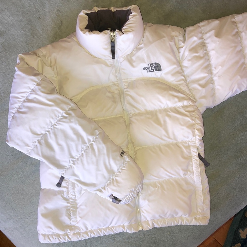 North Face nuptse white puffer jacket